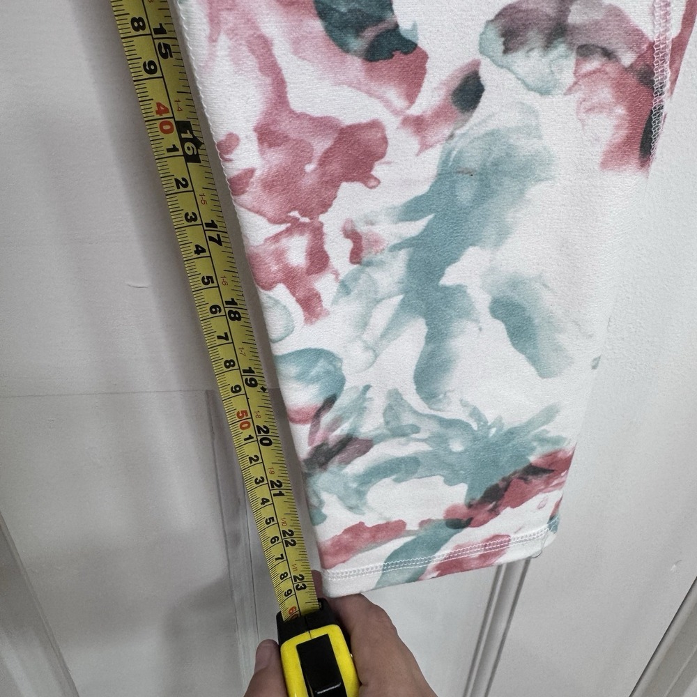Freely Floral Leggings Womens Medium Pink Blue High Rise Yoga Pants Pockets - Picture 7 of 9